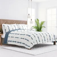 Blue Shibori Reversible 3-pc. King Quilt Set