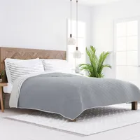 Gray Striped Reversible 2-pc. Twin Quilt Set