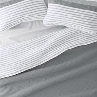 Gray Striped Reversible 2-pc. Twin Quilt Set