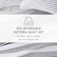 Gray Striped Reversible 2-pc. Twin Quilt Set