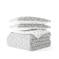 Gray Dotted Reversible 3-pc. Queen Quilt Set