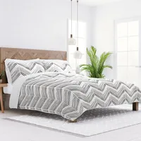 Gray Chevron Reversible 3-pc. Queen Quilt Set