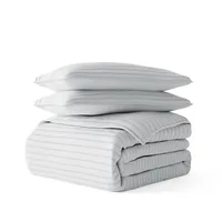 Gray Stitched Stripes 3-pc. King Quilt Set