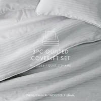 Gray Stitched Stripes 3-pc. King Quilt Set