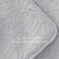 Gray Floral Stitch 3-pc. Queen Quilt Set
