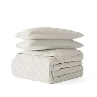 Natural Stitched Diamond 3-pc. King Quilt Set