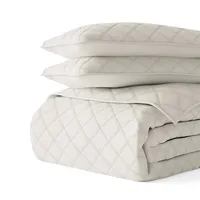 Natural Stitched Diamond 3-pc. King Quilt Set