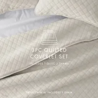 Natural Stitched Diamond 3-pc. King Quilt Set