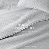 Stitched Diamond 3-pc. Queen Quilt Set
