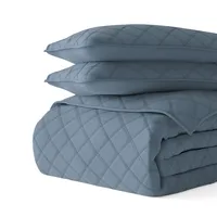 Blue Stitched Diamond 2-pc. Twin Quilt Set