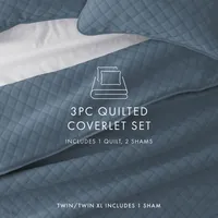 Blue Stitched Diamond 2-pc. Twin Quilt Set