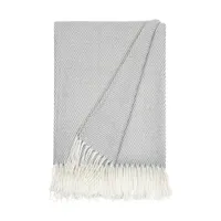 Gray Herringbone Throw with Fringe