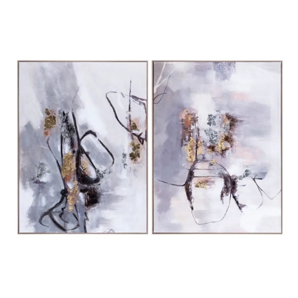 Abstract Gray Modern Framed Art Prints, Set of 2