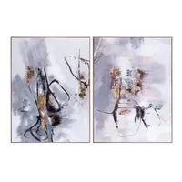 Abstract Gray Modern Framed Art Prints, Set of 2