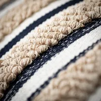 Khaki and Indigo Striped Lumbar Pillow