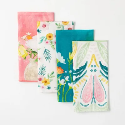 Easter Watercolor Florals Tea Towels, Set of 4
