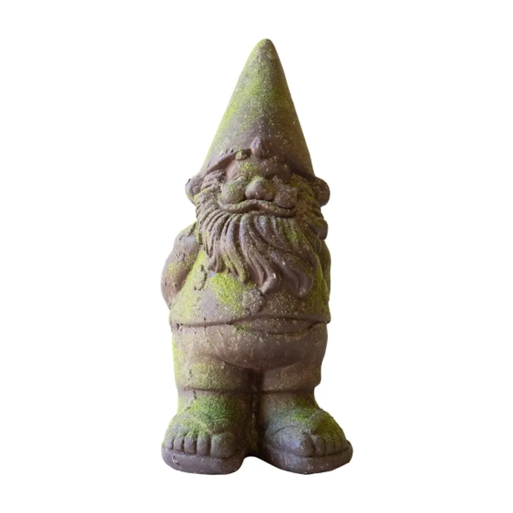 Mossy Patina Outdoor Gnome Statue