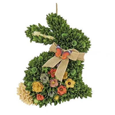 Wooden Floral Bunny Shaped Wreath