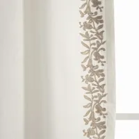 White and Tan Embroidered Curtain Panel, 84 in.