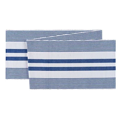 Blue and White Stripes Woven Table Runner