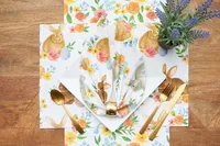 Floral Bunnies Hardboard Placemats, Set of 6