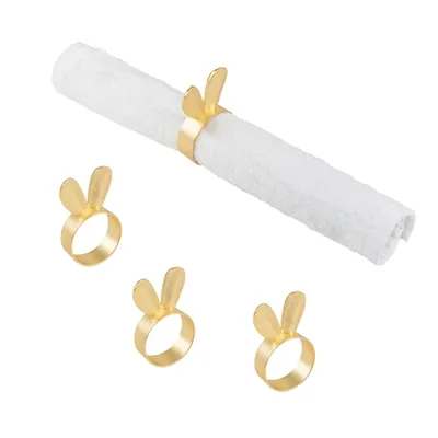 Gold Bunny Ear Napkin Rings, Set of 4