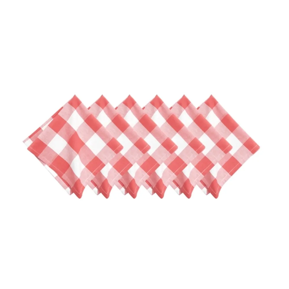 Franklin Coral Gingham Napkins, Set of 6