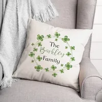 Personalized Clover Wreath Outdoor Pillow