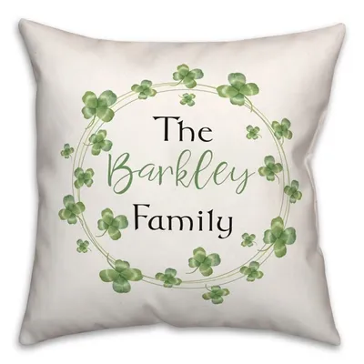 Personalized Clover Wreath Outdoor Pillow
