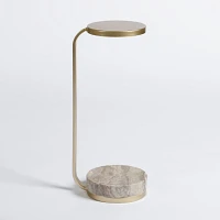 Gray Marble and Gold Metal Cocktail Table