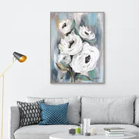 White Purity Bouquet Gray Framed Canvas Art Print