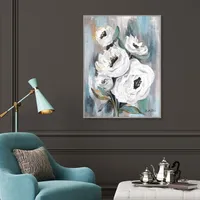 White Purity Bouquet Gray Framed Canvas Art Print