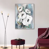 White Purity Bouquet Gray Framed Canvas Art Print