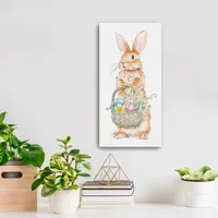 Easter Bunny's Basket Canvas Art Print