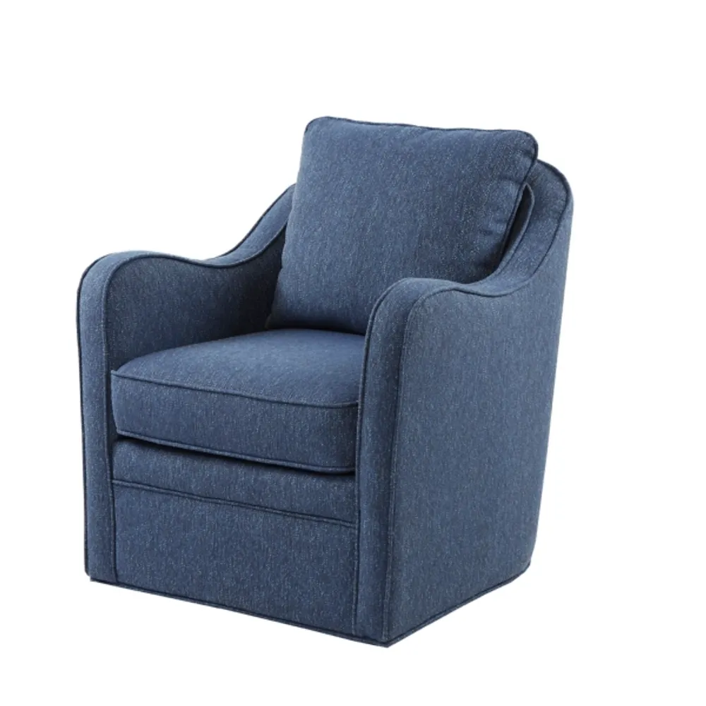 Indigo Curved Arm Swivel Accent Chair