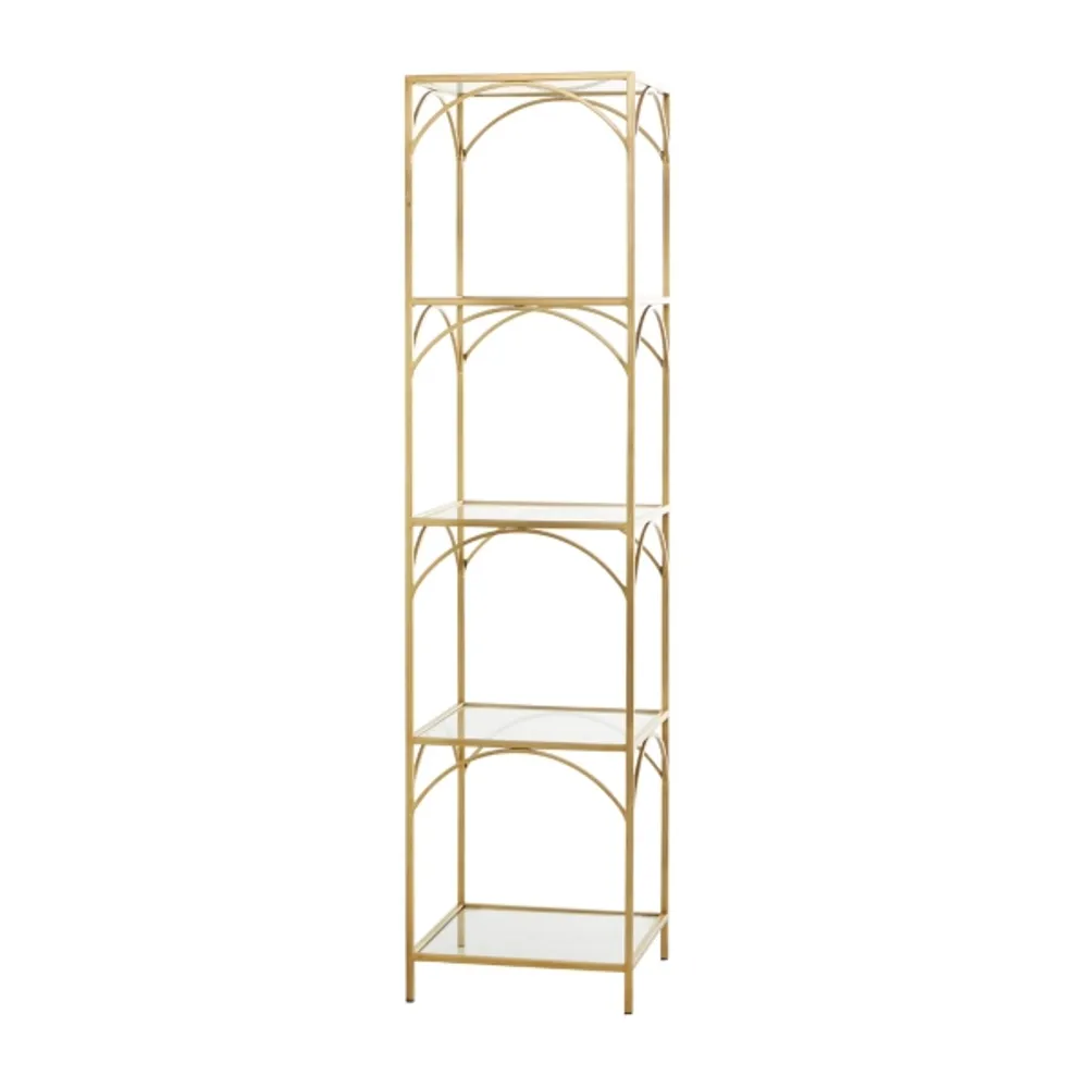 Gold Metal and Clear Glass 4-Tier Shelf