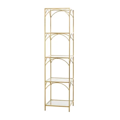 Gold Metal and Clear Glass 4-Tier Shelf