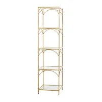 Gold Metal and Clear Glass 4-Tier Shelf