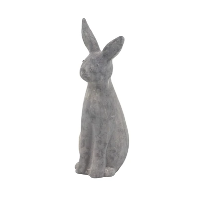 Distressed Gray Rabbit Outdoor Statue