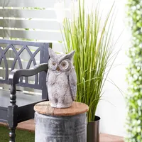 Gray Stone Owl Statue