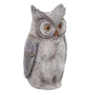 Gray Stone Owl Statue