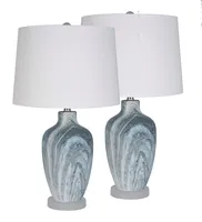 Blue Swirl Geode Table Lamp, Set of 2