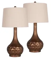 Bronze Dimpled Metal Table Lamps, Set of 2