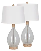 Clear Crackled Glass Table Lamps, Set of 2