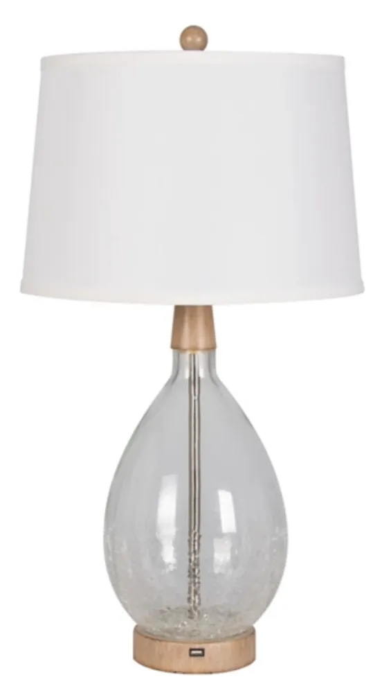 Clear Crackled Glass Table Lamps, Set of 2