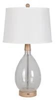 Clear Crackled Glass Table Lamps, Set of 2