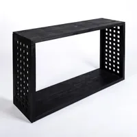 Black Wood Grid Console Table