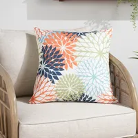 Multi Floral Chevron Outdoor Throw Pillow