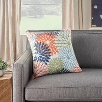 Multi Floral Chevron Outdoor Throw Pillow