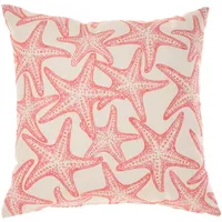 Coral Starfish Wave Outdoor Throw Pillow